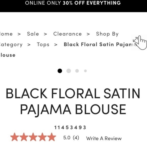 Black Satin Floral Pajama Blouse - Picture 11 of 12